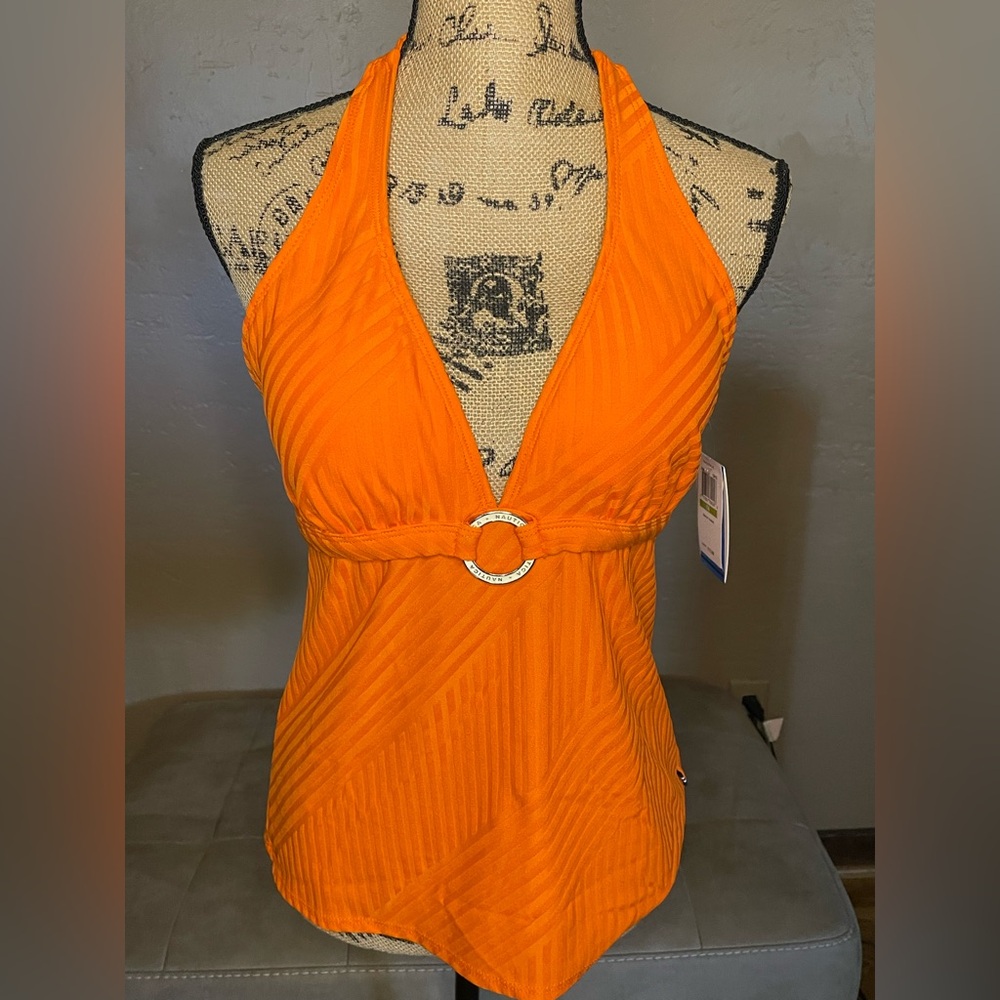 Nautica Orange Tankini Top Size 14 NWT